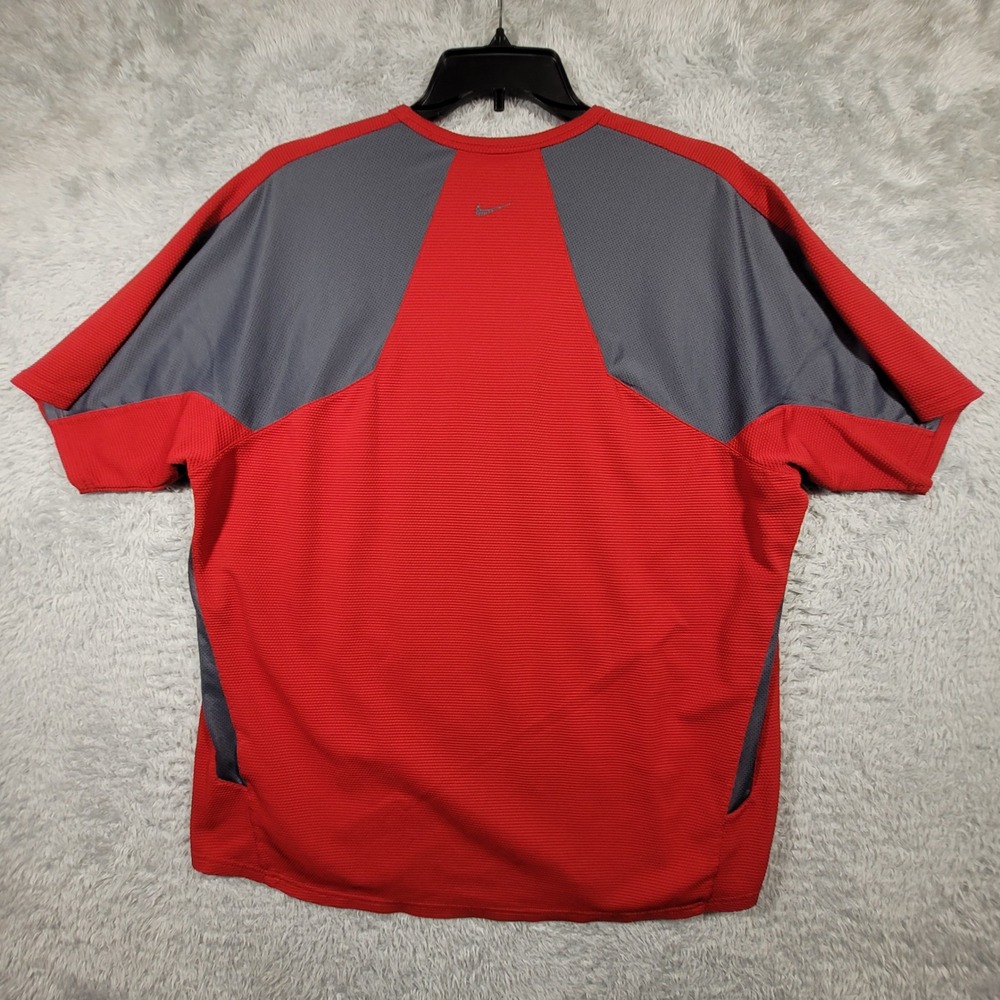 Nike Sphere Dry Shirt Mens XL Red Gray Raglan Short Sleeve Mesh Panel Athletic - Picture 2 of 7